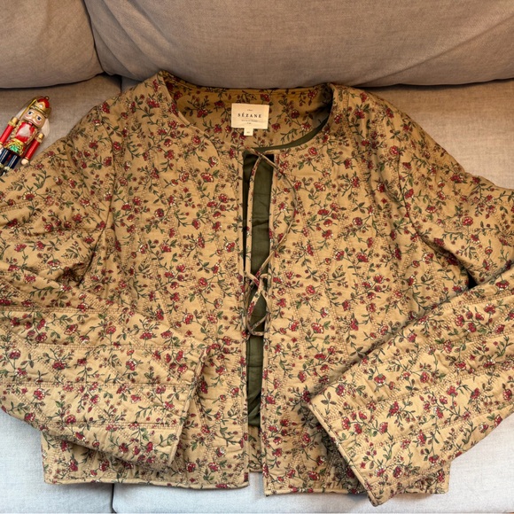 Sezane Paoline Jacket Miranda Beige Print - Size 40 - Picture 3 of 6